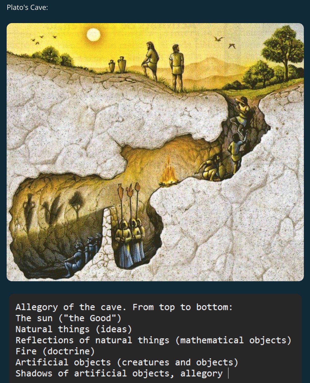 Illustration of Plato's allegory of the cave